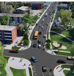 sandwich and detroit street rendering