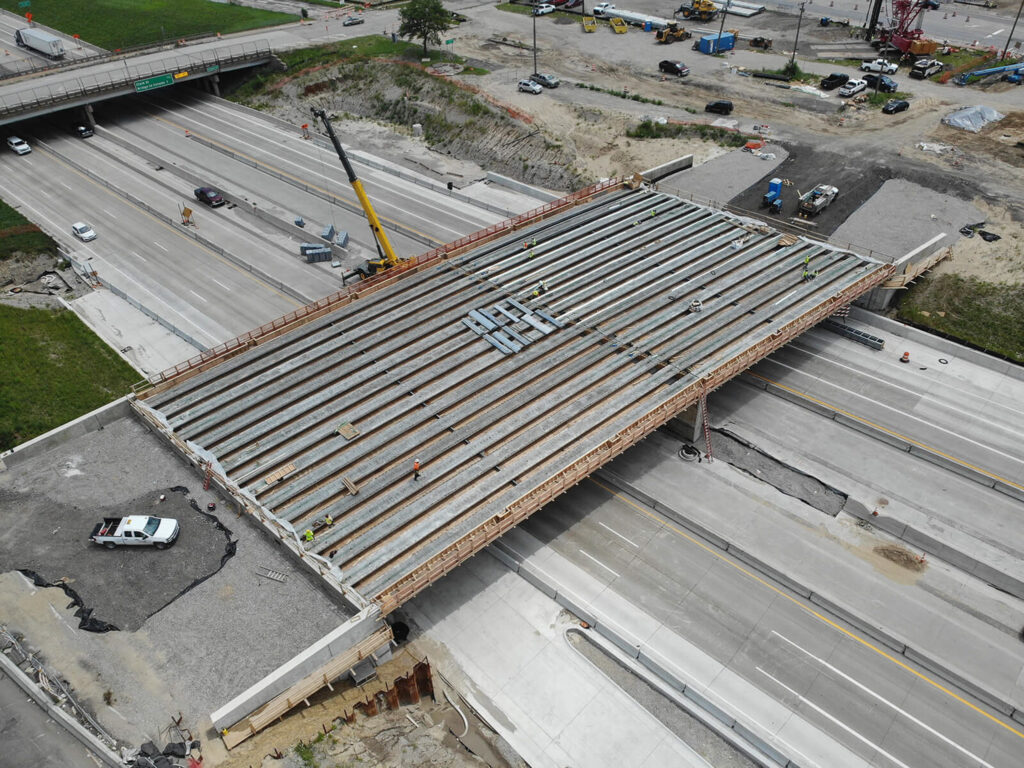 over bridge construction progress