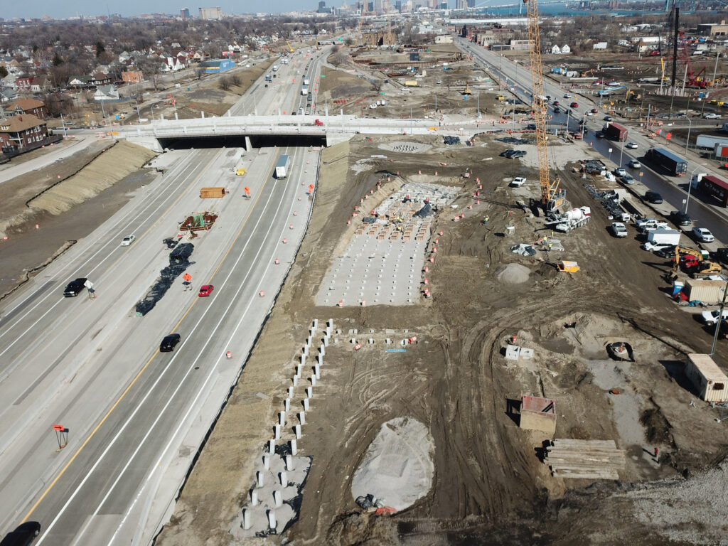 over bridge construction progress