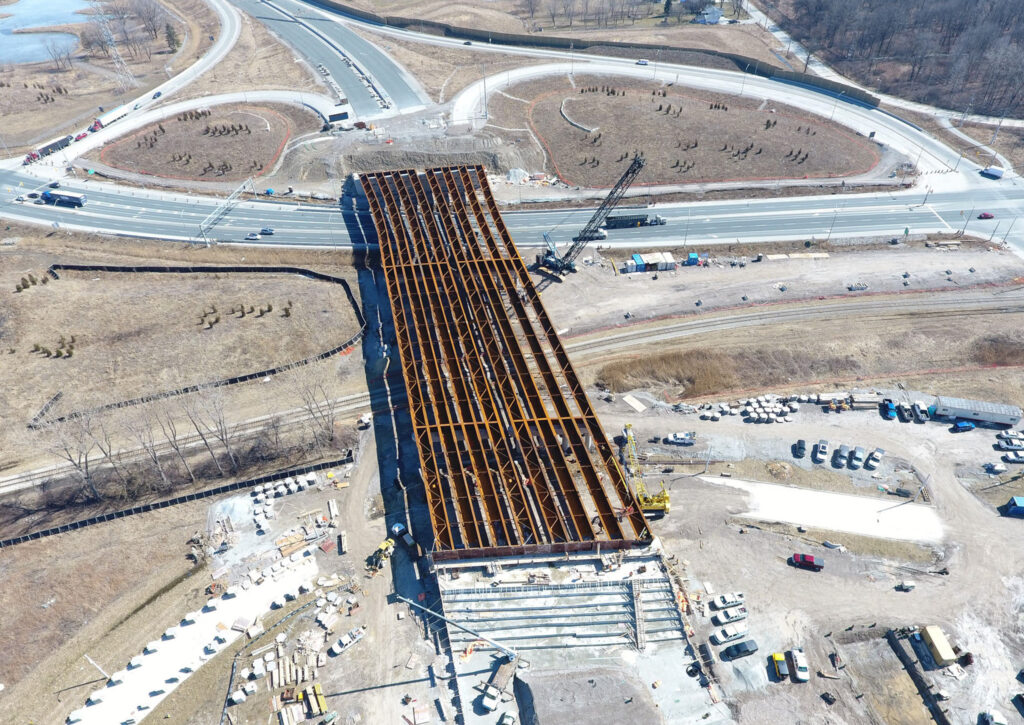 over bridge construction progress