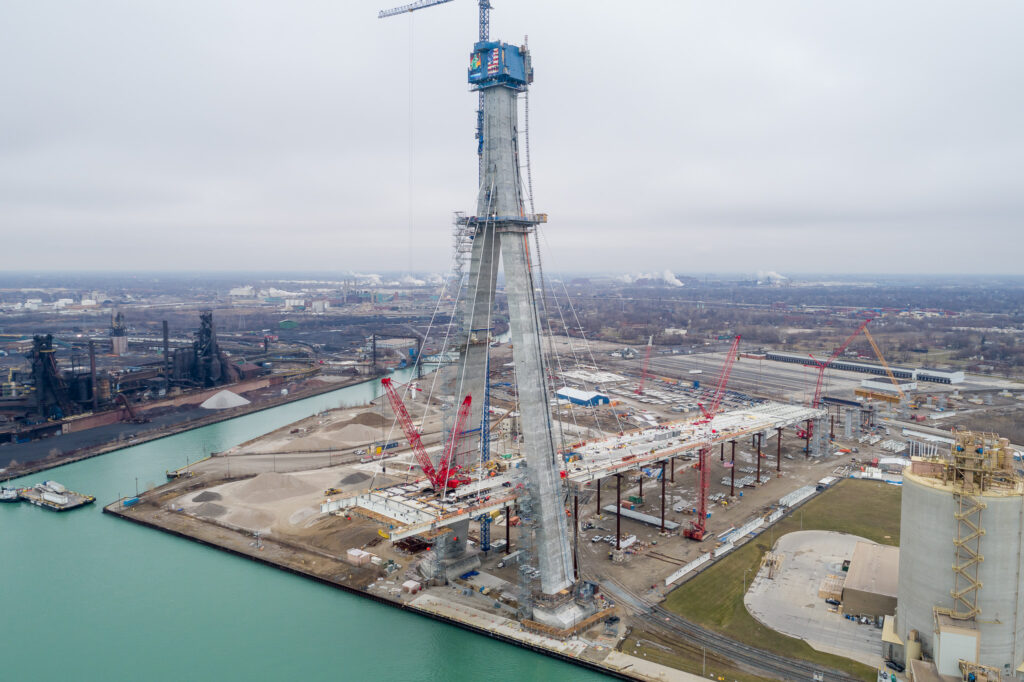 crane at the bridge construction site