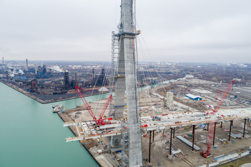 crane at the bridge construction site