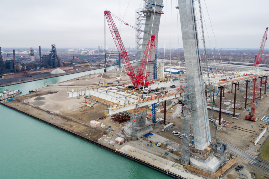 crane at the bridge construction site