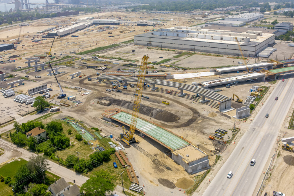 over bridge construction progress