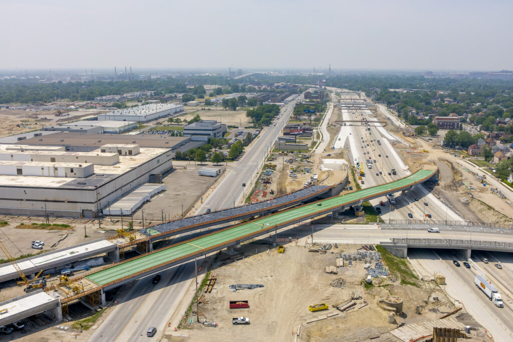 over bridge construction progress