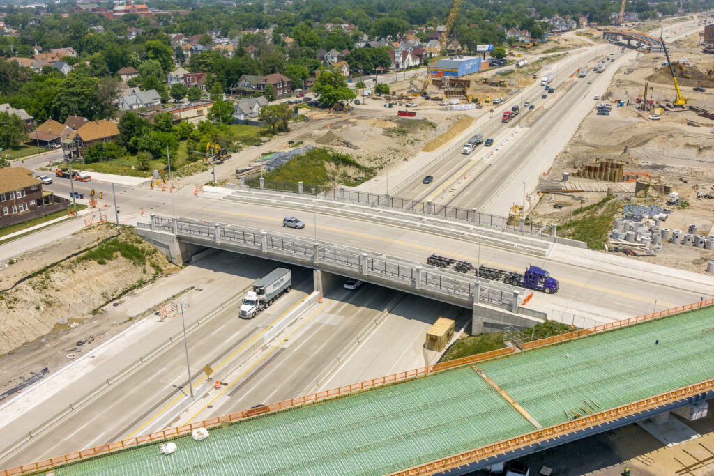 over bridge construction progress