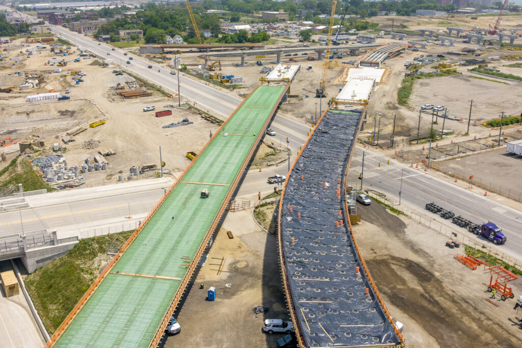 over bridge construction progress