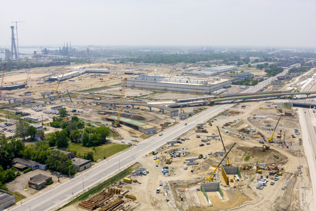 over bridge construction progress