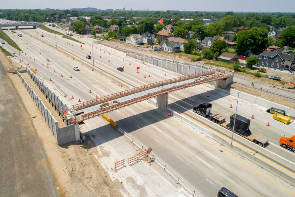 over bridge construction progress