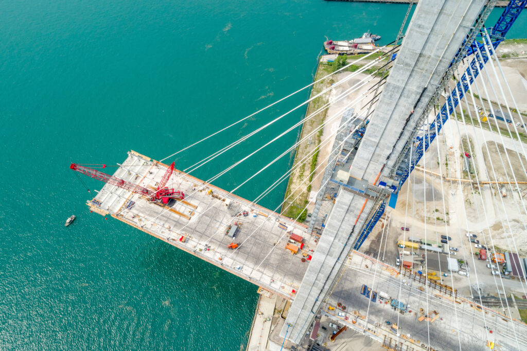 crane at the bridge construction site