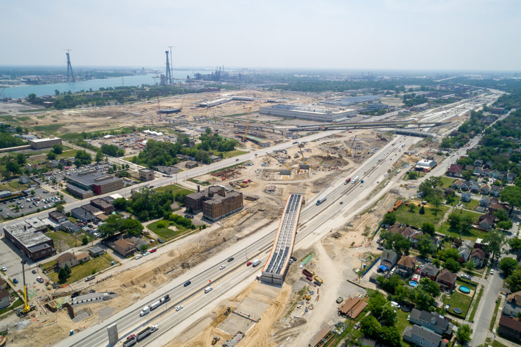over bridge construction progress