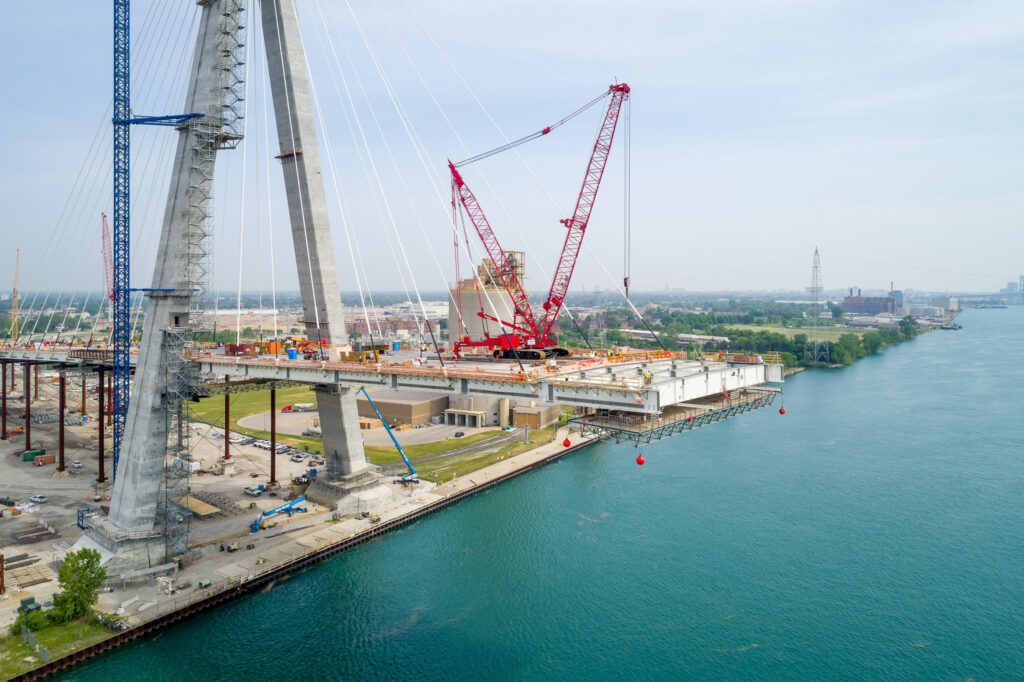 crane at the bridge construction site