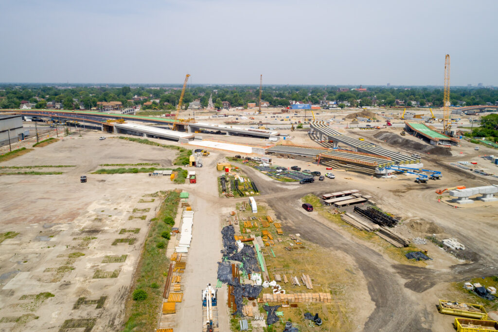 over bridge construction progress