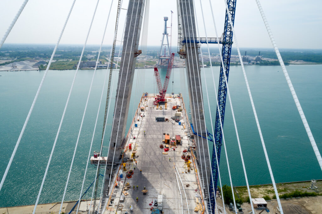 crane at the bridge construction site