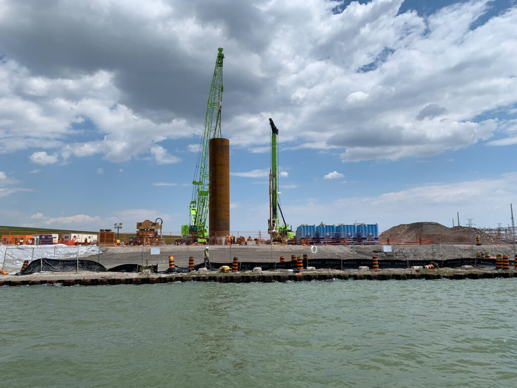 crane at the bridge construction site