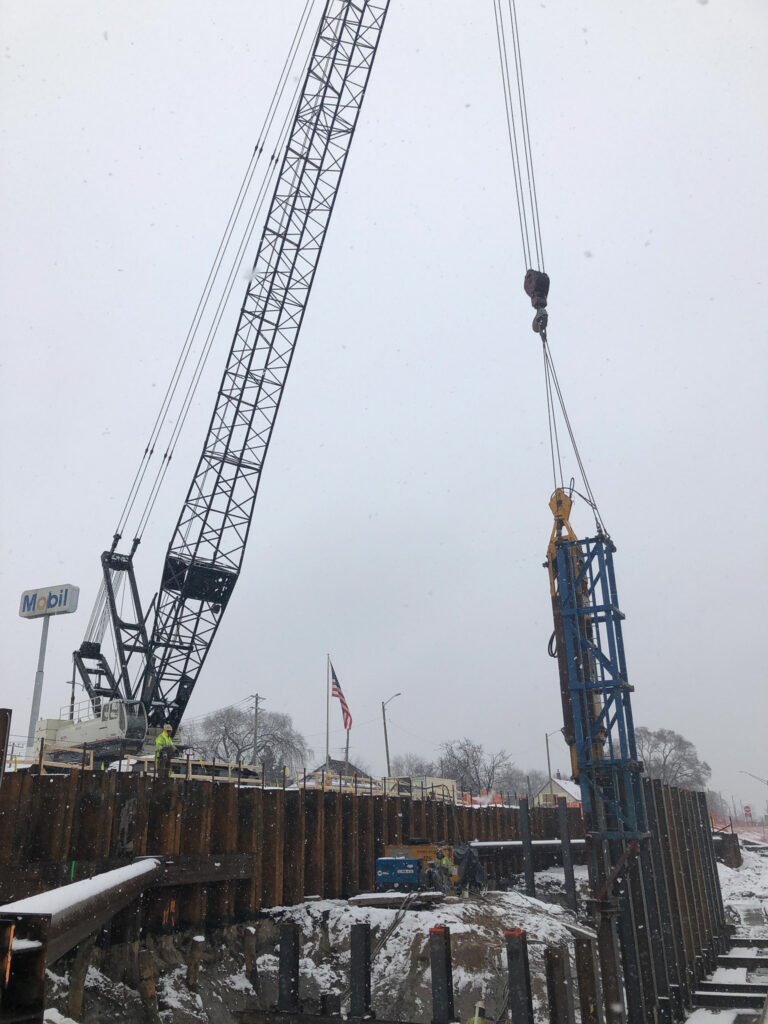 crane at the bridge construction site