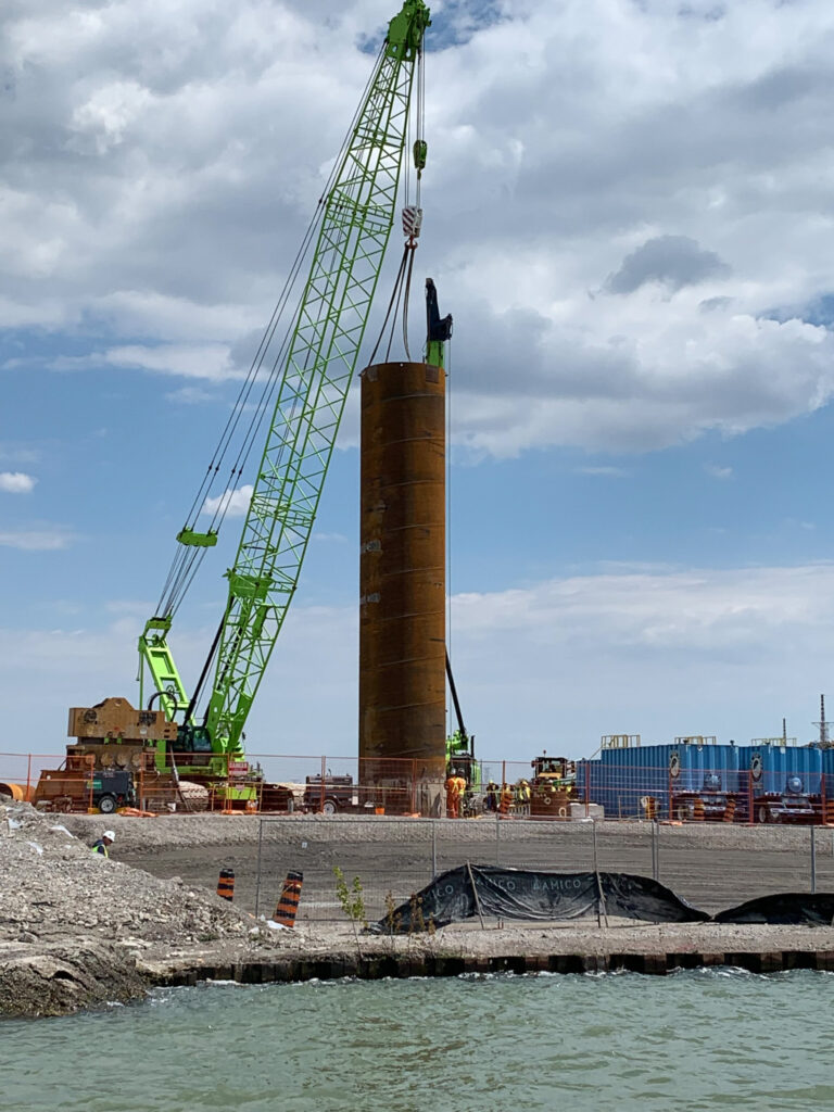 crane at the bridge construction site