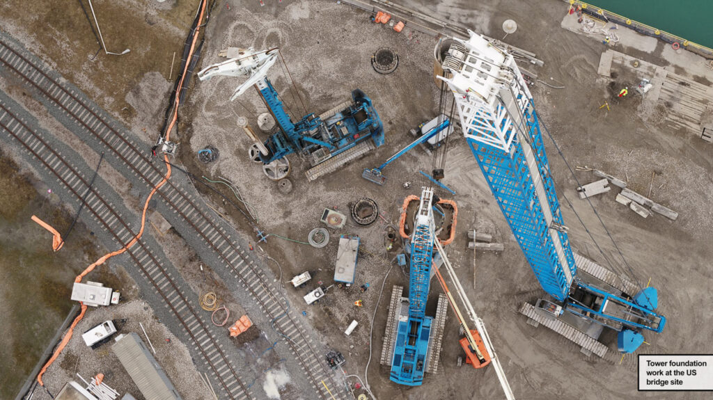 crane at the bridge construction site