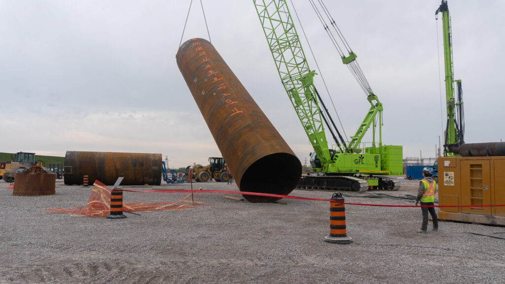 crane at the bridge construction site