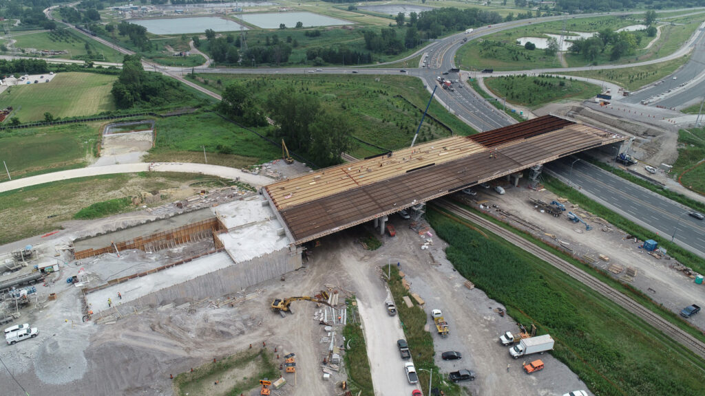 over bridge construction progress