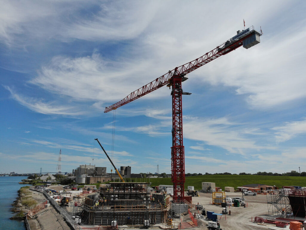 crane at the bridge construction site