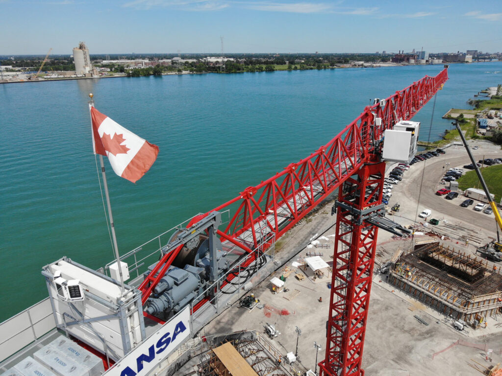 crane at the bridge construction site