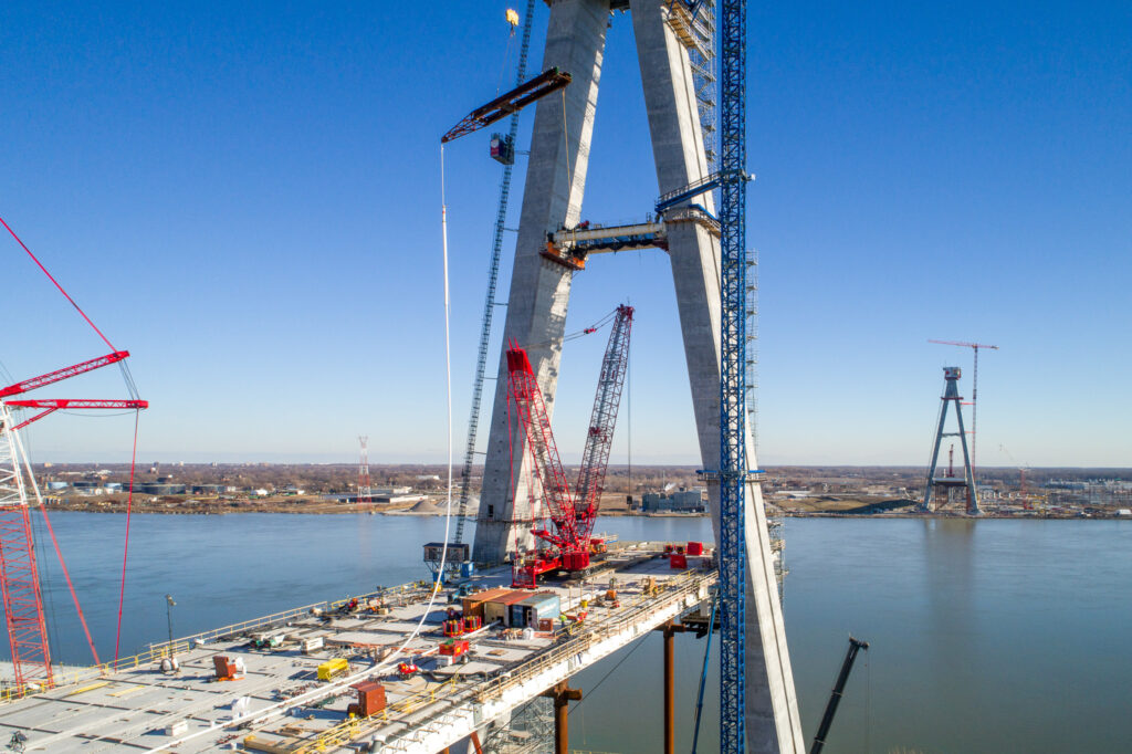 crane at the bridge construction site