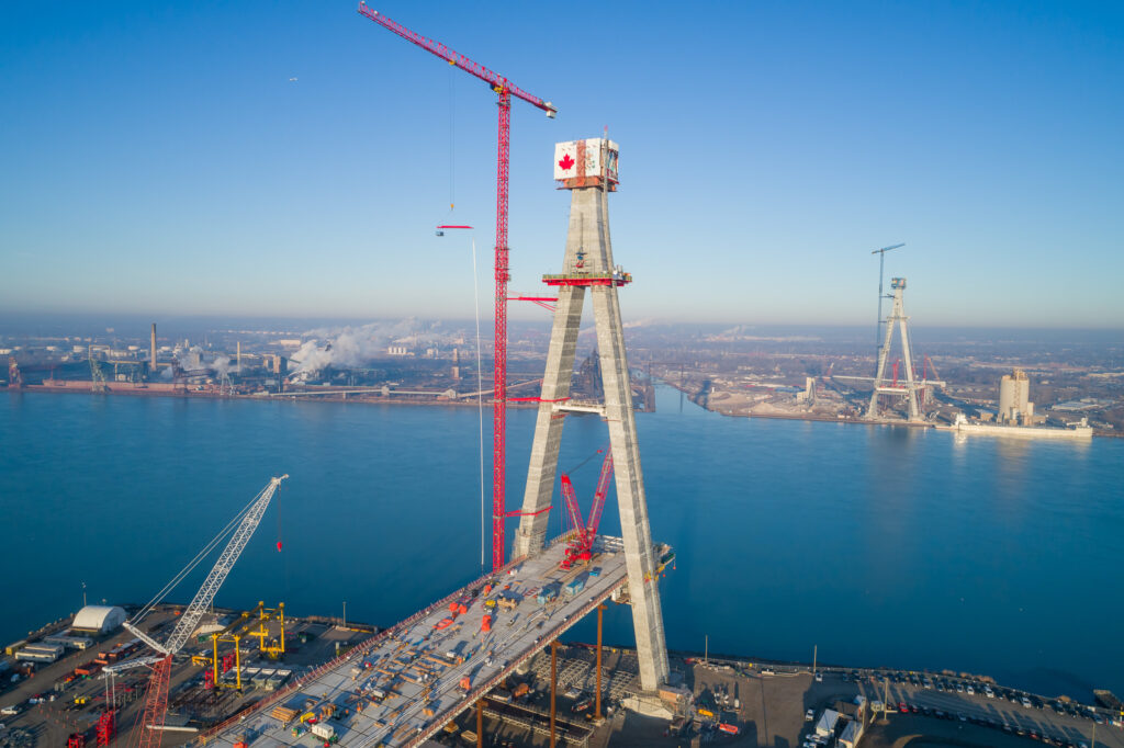 crane at the bridge construction site
