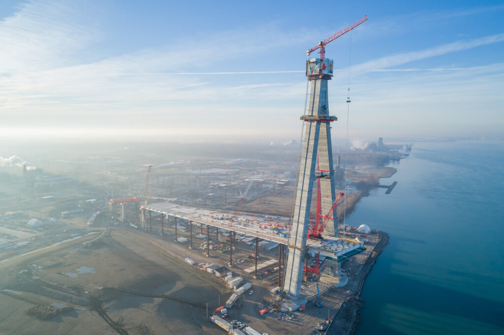 crane at the bridge construction site