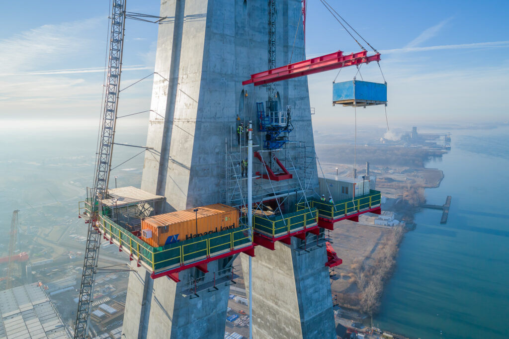 crane at the bridge construction site