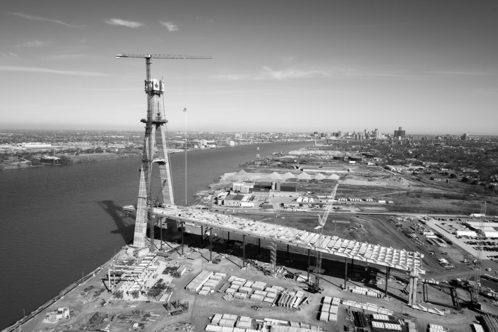 crane at the bridge construction site