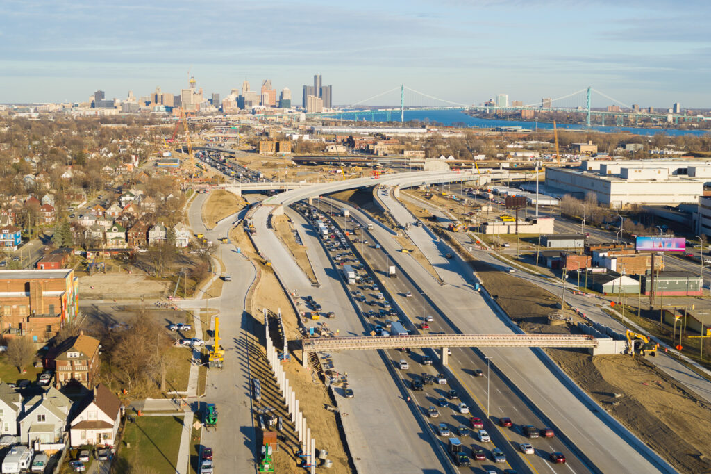 over bridge with traffic