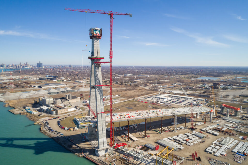 crane at the bridge construction site