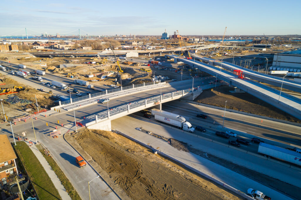 over bridge with traffic
