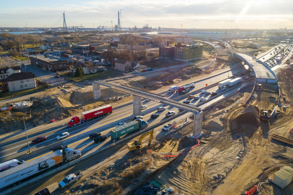 over bridge with traffic
