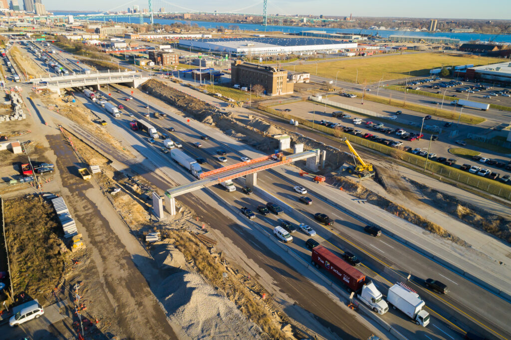 over bridge with traffic