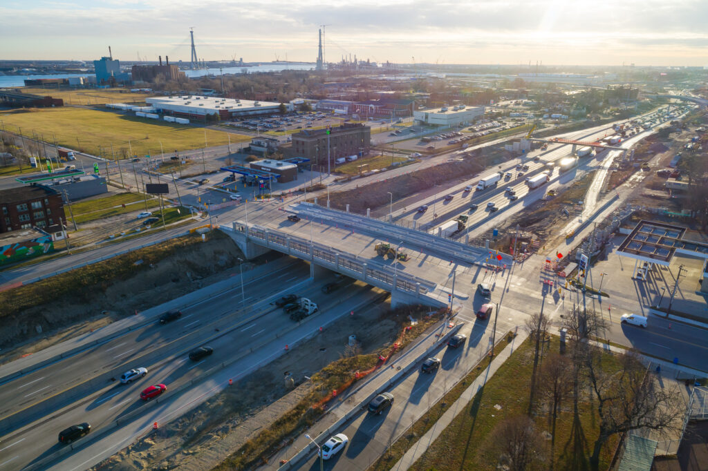 over bridge with traffic