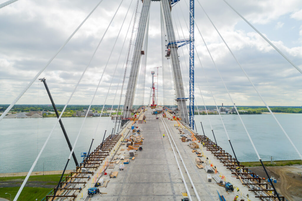 crane at the bridge construction site