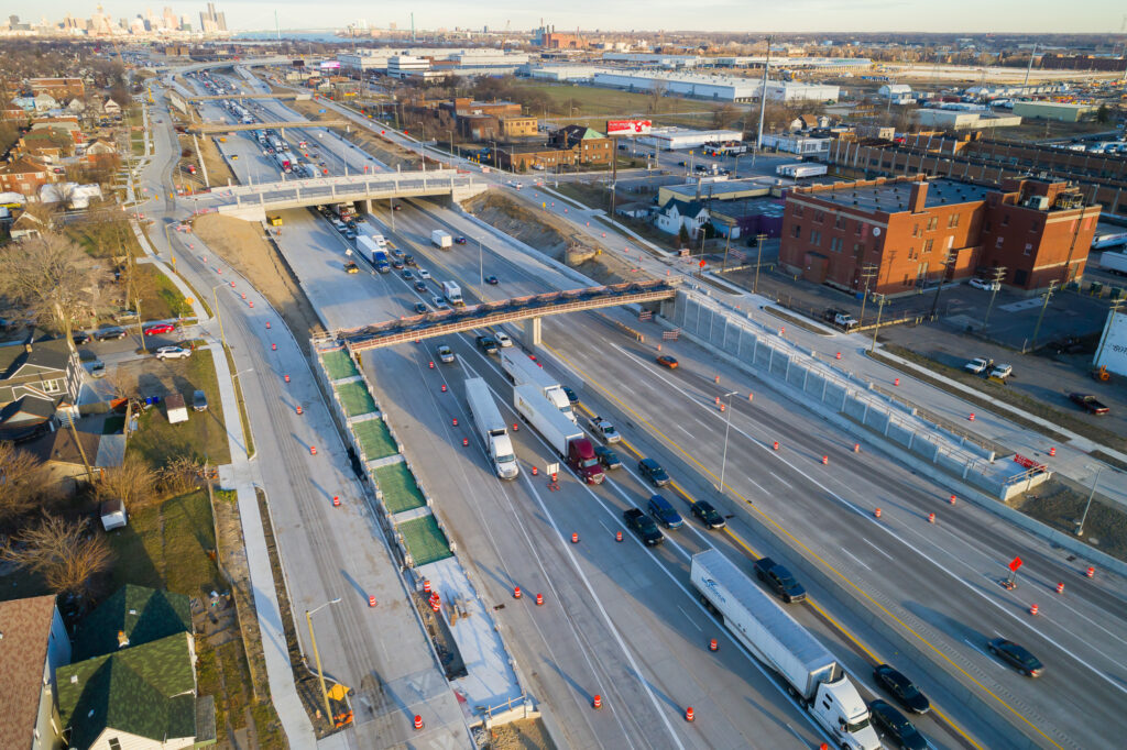 over bridge with traffic