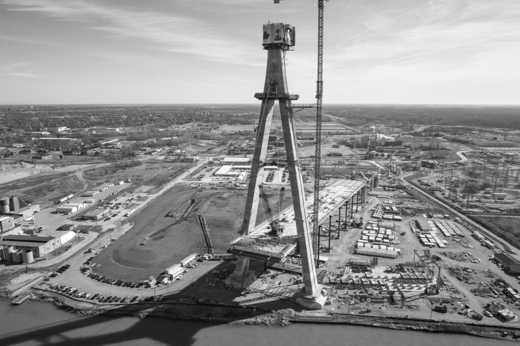 crane at the bridge construction site