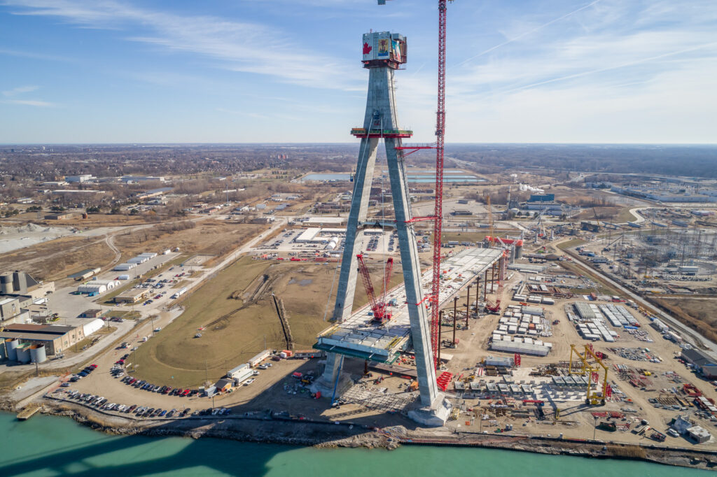 crane at the bridge construction site