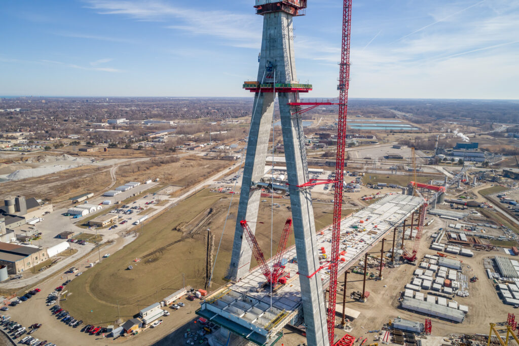 crane at the bridge construction site