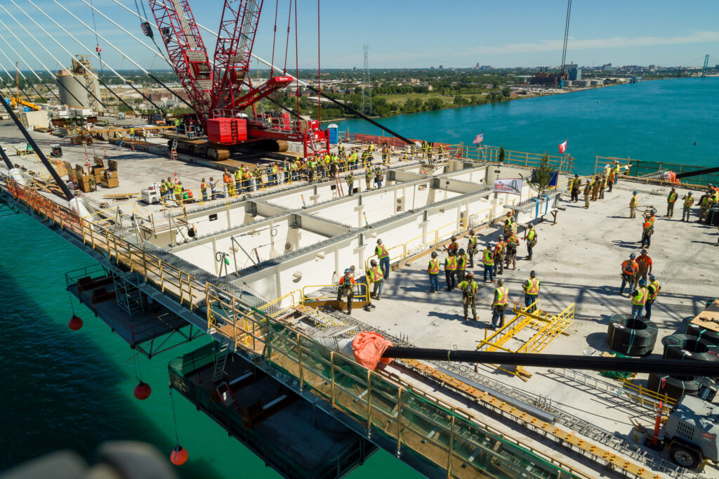 Bridge Site Progress - Canada & US Flag