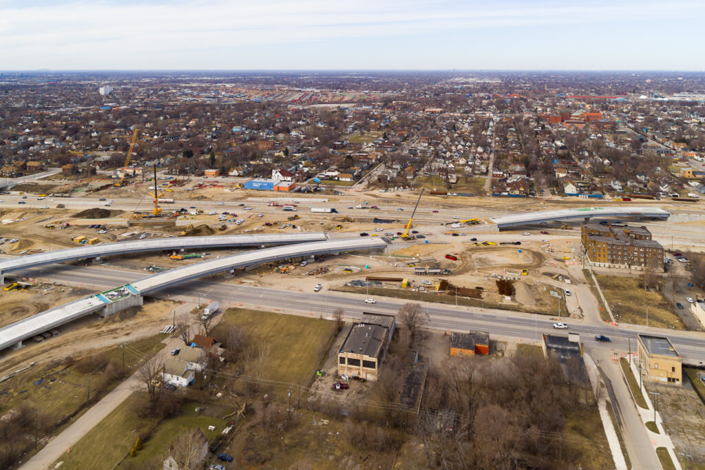 over bridge construction progress