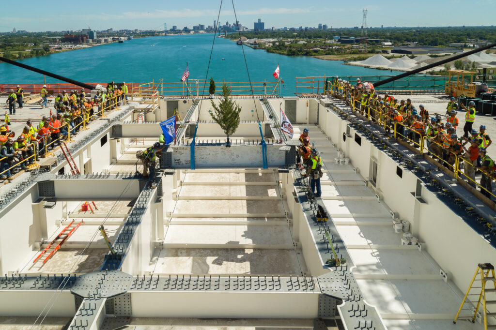 Bridge Site Progress - Canada & US Flag
