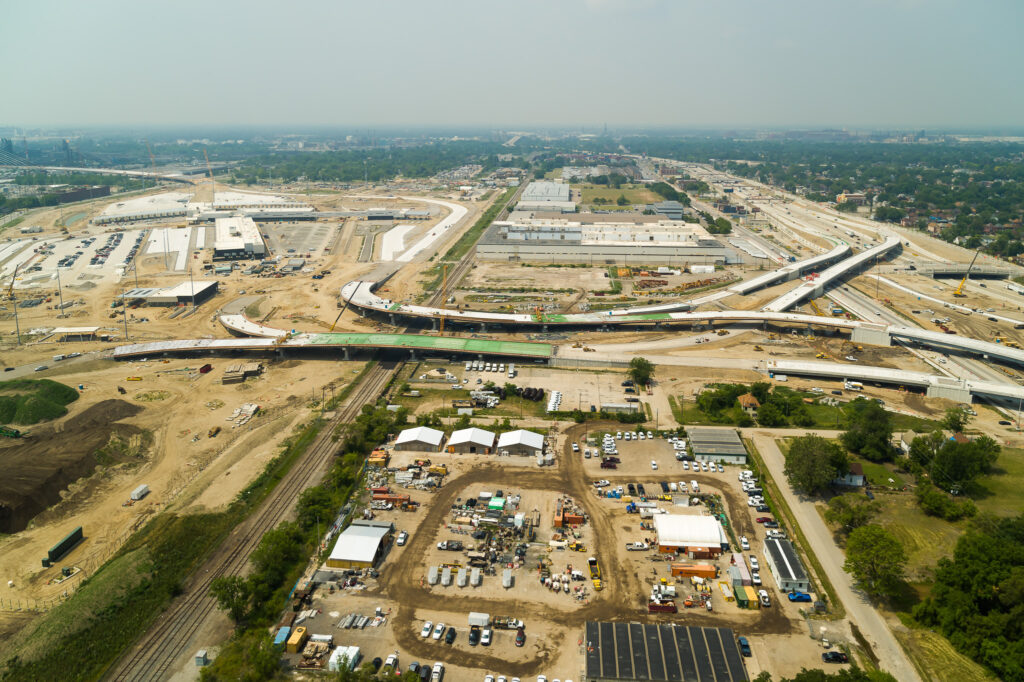 over bridge construction progress