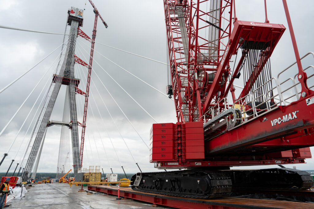 crane at the bridge construction site