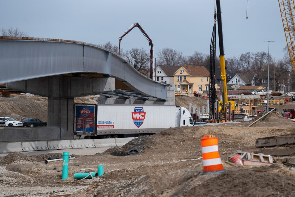 over bridge construction progress