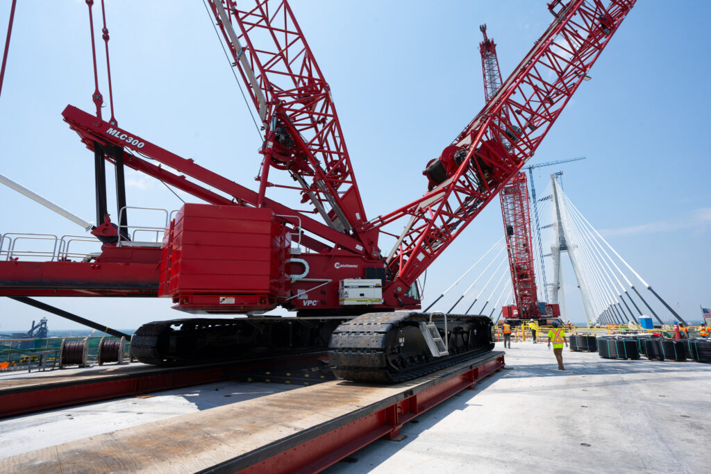 crane at the bridge construction site