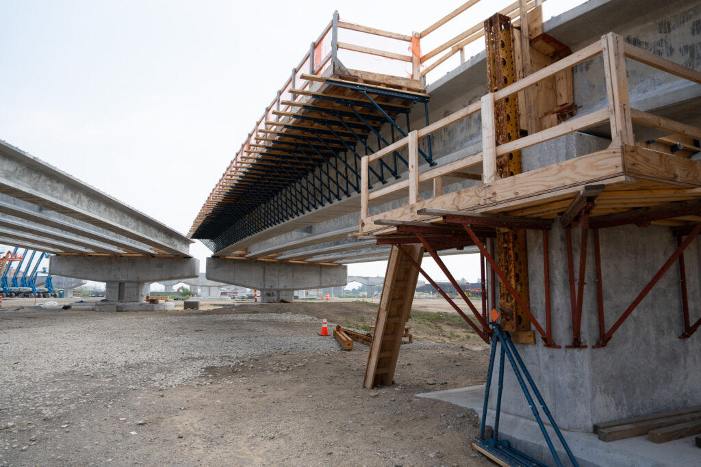 over bridge construction progress